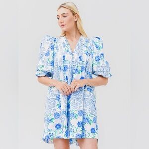 HUNTER BELL Blue Floral and White Jenkins Mini Dress size XS